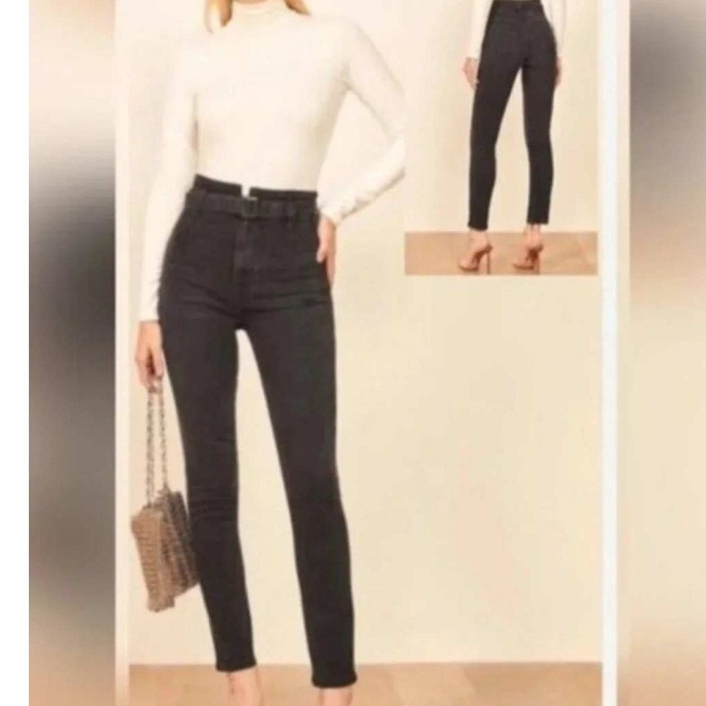 Reformation Kayo High Skinny Jeans Erie Dark Grey Wash Size 24 High Rise Darted